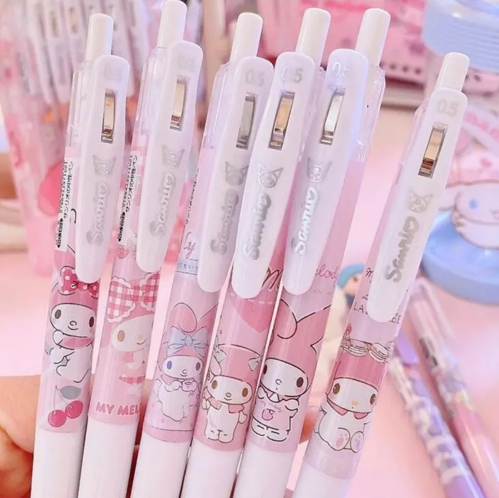 6pcs/set Cute Girl's Pink My Melody Gel Pen Black Ink 0.5mm School Study Office